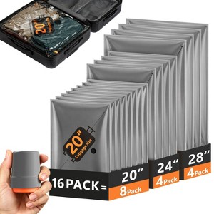 Travel Vacuum Bags with Cordless Electric Pump, 16 Combo Compression Packing Cubes for Clothing Clothes, Luggage Suitcase Organi