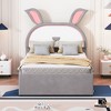 CAVINAS Full Bed Frames for Kids, Bed Frame with Rabbit-Shaped Headboard, Upholstered Platform, Trundle and 3 Drawers, Embedded LED Lights, Gray - 2 of 4