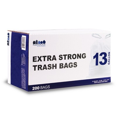 Plasticplace 13 Gallon Drawstring Trash Bags, Black (50 Count) : Target