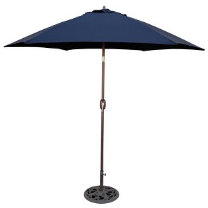 9' x 5' Aluminum Bronze Umbrella Navy Blue - Tropishade: Rust-Resistant, Polyester, Push-Button Tilt - 1 of 4