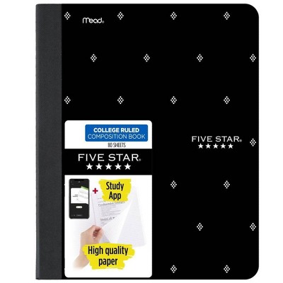 Five Star Fashion Comp Book 80ct Black with White Dot