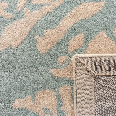 Beige and Blue 3' x 5' Hand-Tufted Wool Area Rug