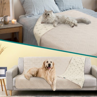 Large Beige Waterproof Quilted Pet Sofa Cover