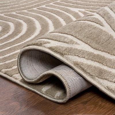 Ariana Beige and Cream Striped Synthetic 4' x 6' Area Rug