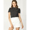 Allegra K Women's Ruffled Retro Short Sleeve Office Polka Dots Blouses - 3 of 4