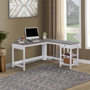 Saint Birch Finley White 59" L-Shaped Desk, White - 1 of 3