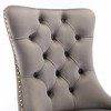 Set of 2 Beige Tufted Solid Wood Contemporary Velvet Upholstered Dining Chair with Golden Stainless Steel Plating Legs and Nailhead Trim - 4 of 4