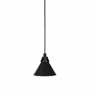 Toltec Lighting Any 1 - Light Pendant in  Matte Black with 7'' Brushed Nickel Cone Metal Shade Shade - 1 of 1