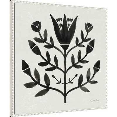 Nordic Black and White Beaded Canvas Botanical Wall Art