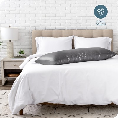 Gray Satin Zippered Body Pillowcase for Hair and Skin