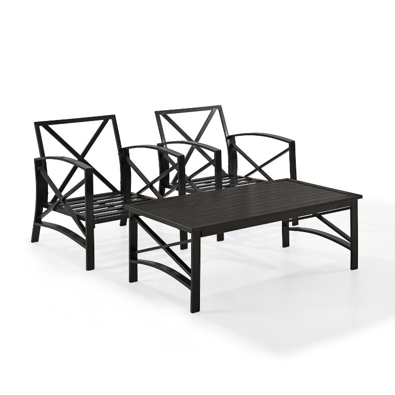 Crosley 3pc Kaplan Steel Outdoor Patio Small Space Chat Set, 5 of 9