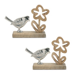 Melrose Metal Bird and Flower (Set of 2) - 1 of 2
