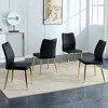 SEVOBAL Dining Chairs Set of 4 Middle Ages Modern Chair PU Cushion and Gold Legs, Suitable for Restaurants, Living Rooms, Black, 17.9"*16.9"*34.3" - 2 of 4