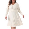 Agnes Orinda Women's Plus Size Long Sleeve Elegant Knitted Criss Cross V Neck Sweater Midi Dress - 2 of 4