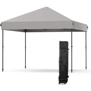 10x10 Pop Up Canopy Tent with One-Push Button Setup, Heavy Duty，with Wheeled Carry Bag, 3 Height Settings, 4 Weight Bags, Stakes & Guy Ropes - 1 of 4