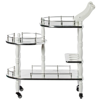 Gray Rectangular Wood Bar Cart with Wine Rack and Storage