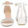 Perphy Women's Satin Rhinestone Buckle Ankle Strap Chunky Heel Sandals - 2 of 3