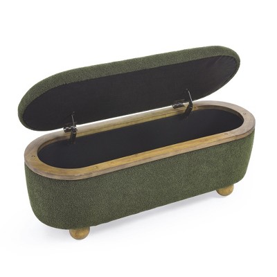 GDFStudio Ward Oval Upholstery Boucle Storage 43.31" Bench with Ball Legs