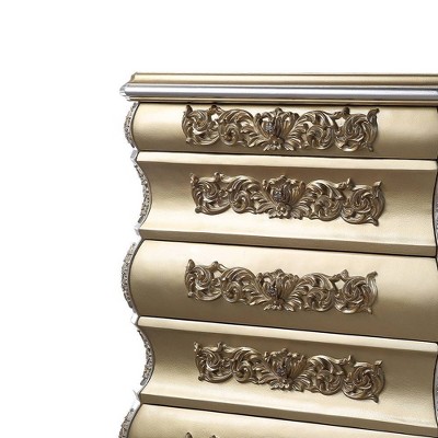Seville Gold Finish Vertical Chest with Carved Details