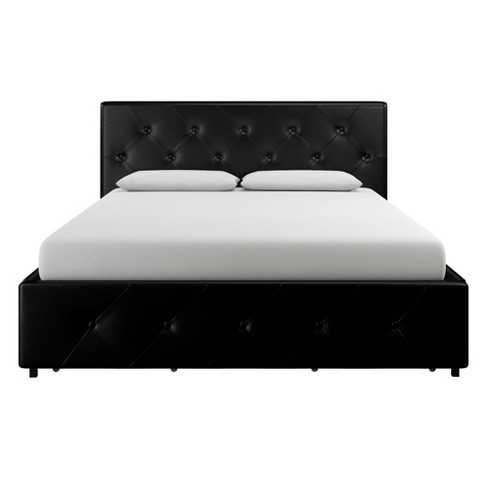 Faux leather bed on sale frame queen