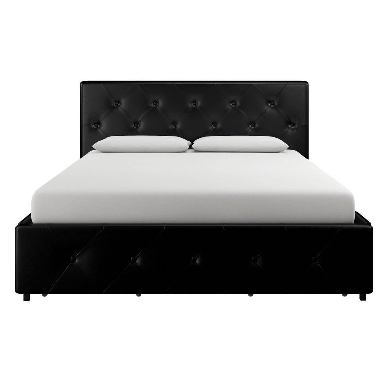 Dalia Faux Leather Upholstered Bed with Storage Black - Room & Joy, 1 of 15