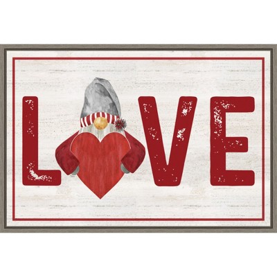 Amanti Art Valentine Gnomes Love by Tara Reed Canvas Wall Art Print Framed 33 x 23-in.