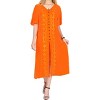 LA LEELA Women's Vacation Wear Casual Short Sundress Summer Vacation Loose Holiday House Wear Beach Dresses 12-16 Orange, Solid - 2 of 4