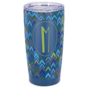 Elanze Designs M Monogram Herringbone Arrows Wrap-Around Design 20 Ounce Stainless Steel On-The-Go Coffee Mug, Thermal Travel Tumbler with Leak - 1 of 4