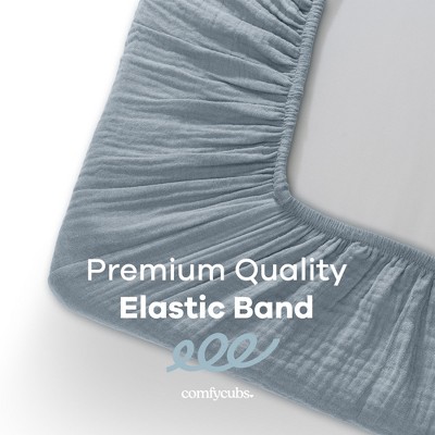 Pacific Blue Cotton Muslin Fitted Bassinet Sheet