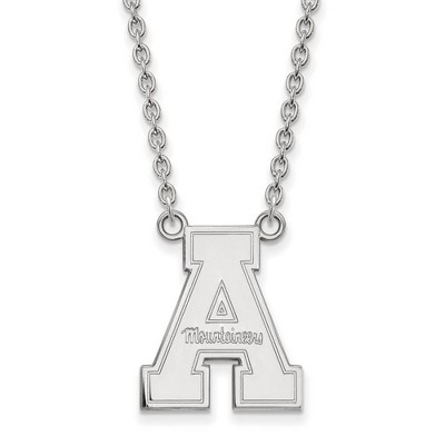 Black Bow Jewelry 10k White Gold Appalachian State Mountaineers NCAA Necklace 18 Inch