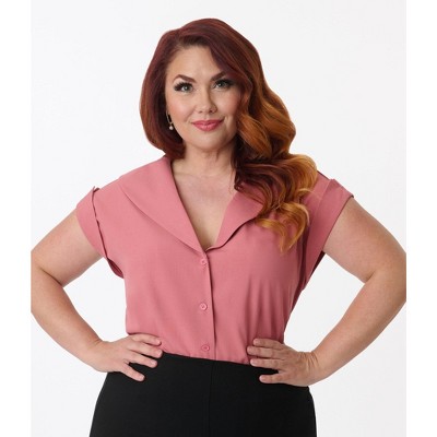 Unique Vintage Women's Plus Twill Sleeveless Blouse