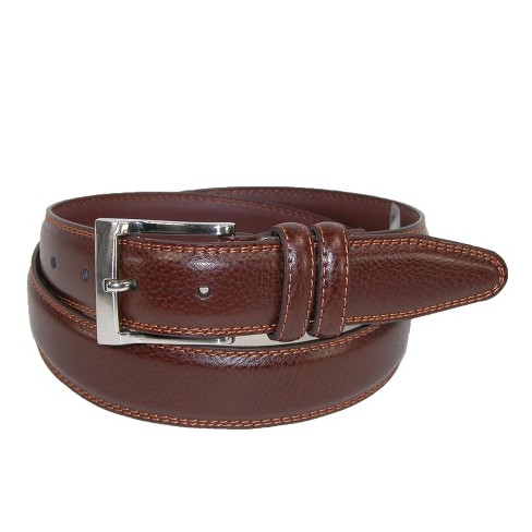 Brown Leather Belt, Brown Pebble Grain