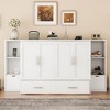 NicBex Full Size Murphy Bed Wooden Bed Frame Morden Hideaway Wall Bed with Shelves, 2 Drawers and USB Ports for BedRoom - 3 of 4