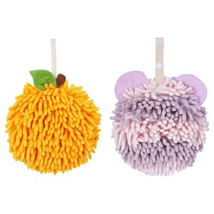REGALWOVEN 2 Pcs Cute Soft Absorbent Chenille Ball Fuzzy Hand Towel - 1 of 4