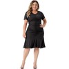 Agnes Orinda Women's Plus Size Regular Fit Ruffle Hem V-Neck Short Sleeve Ruching Bodycon Dress - 3 of 4