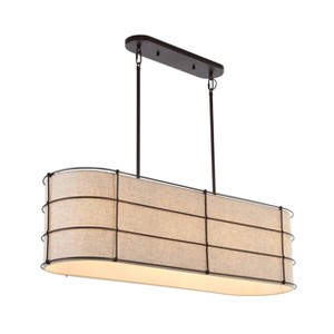 42" 4-Light Chadwick Rustic Farmhouse Iron Linear LED Pendant Oil Rubbed Bronze - JONATHAN Y: UL Listed, Adjustable Height - 1 of 4