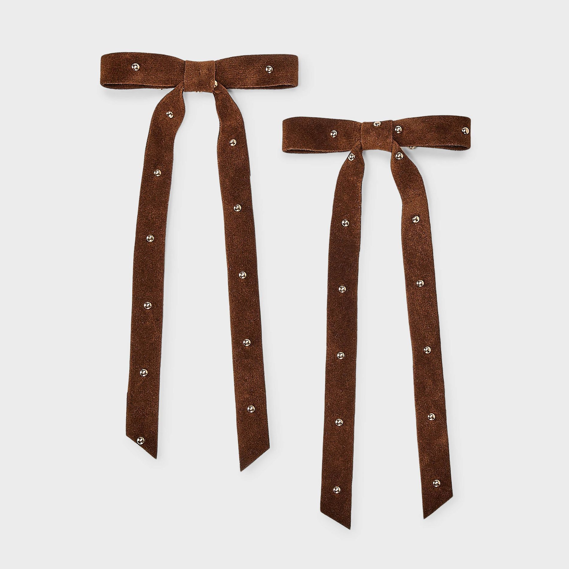 Stud Suede Bow Hair Clip Set 2pk - Universal Thread™ Brown