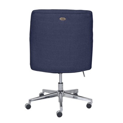 Blue Fabric Modern Swivel Home Office Chair with Fixed Arms