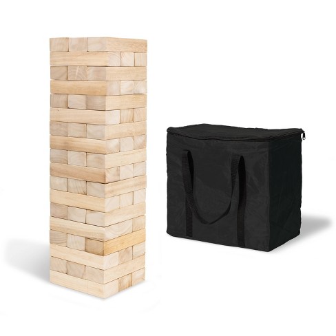 Classic Giant Wooden Blocks Tower Stacking Game, Outdoors Yard Game by Hey!  Play!