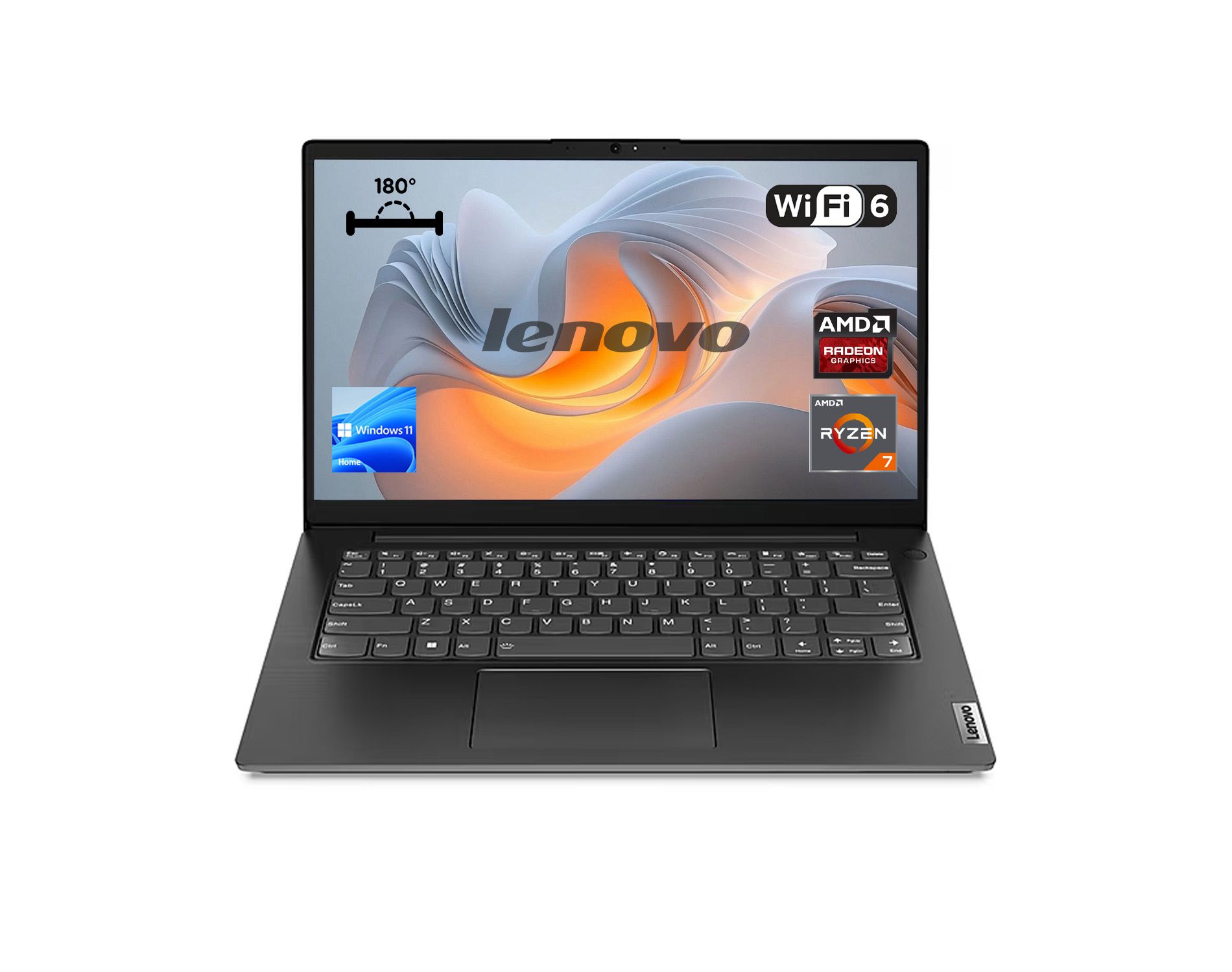 Lenovo V15 Gen 4, 15.6" FHD, Ryzen 7 7730U, 16GB RAM, 512GBSSD, Radeon, Wi-Fi 6, Win11 Home, Black