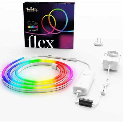 Twinkly Flex – App-Controlled Flexible Light Tube with RGB (16 Million Colors) LEDs. 6.5 feet. White Wire. Indoor Smart Home Decoration Light