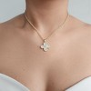Adornia 14k Gold Plated Mother of Pearl Flower CZ Halo Necklace - 2 of 4