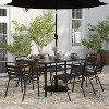 Merrick Lane 7PC Outdoor Dining Set with Glass Table, 4 Chairs, 2 Chairs with Arms in Black - 2 of 4