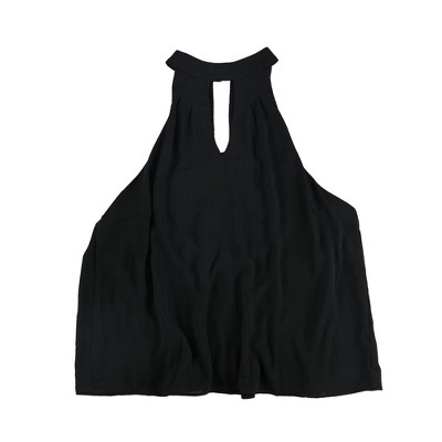bar III Womens Keyhole Cold Shoulder Blouse, Black, X-Large