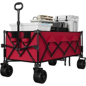 52" Collapsible Wagon Cart Foldable, Capacity 350l Heavy Duty Folding Utility Beach Wagons with 180¡ã Adjustable Handle, All Terrain Wheels - 1 of 4