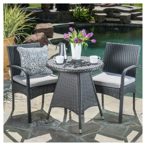 Bistro set 2025 grey rattan