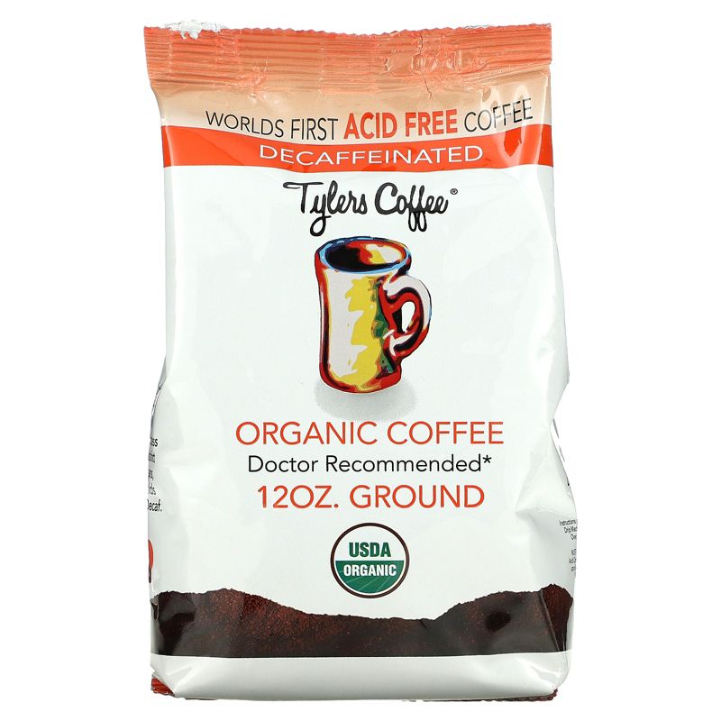 Tylers Coffees Organic Coffee, Ground, Decaffeinated, 12 oz, 1 of 3