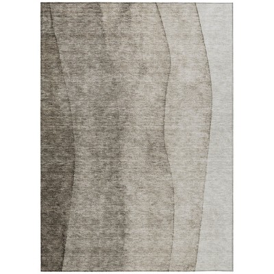 Taupe Brown And Ivory Ombre Washable Indoor Outdoor Area Rug