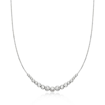 Ross-Simons Italian 3-6mm Sterling Silver Diamond-Cut Bead Station Necklace