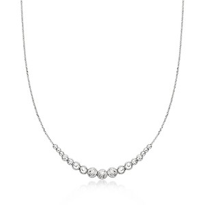 Ross-Simons Italian 3-6mm Sterling Silver Diamond-Cut Bead Station Necklace - 1 of 3